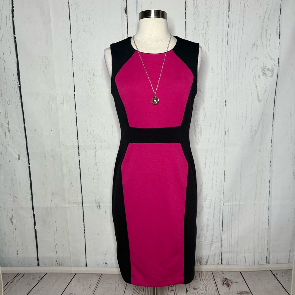 Elegant Pink and Black Sleeveless Dressclavin Klein